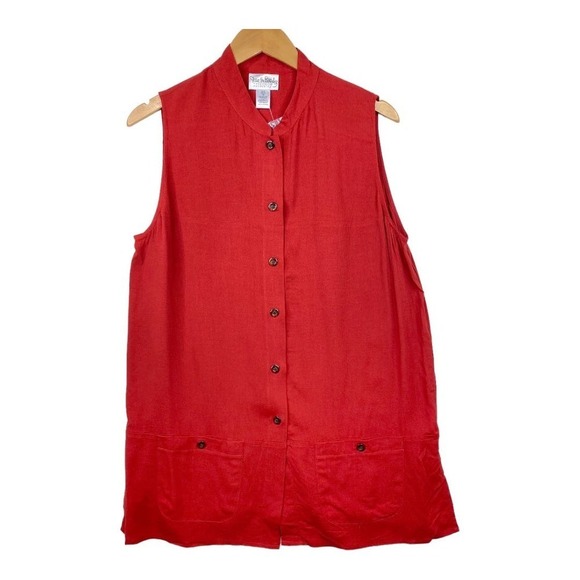 NWT Vintage Diane Von Furstenberg Red Button Front Sleeveless Tank Dress Size 1X - Picture 1 of 6